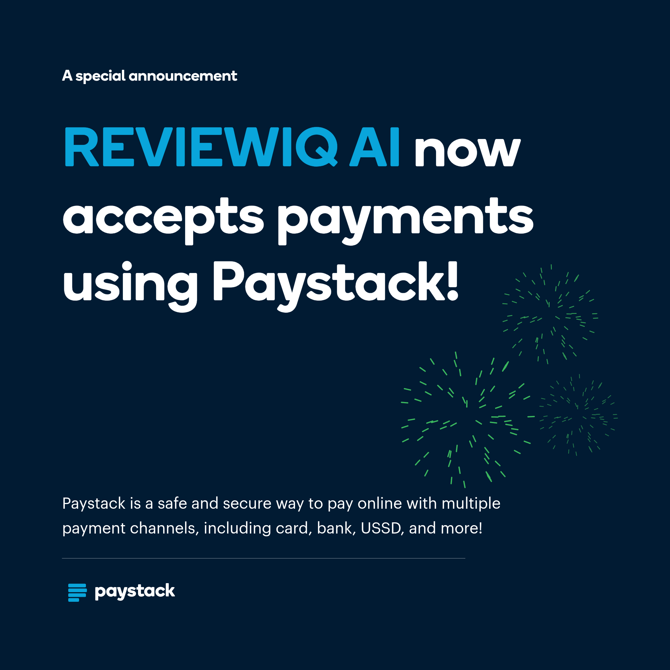 ReviewIQ AI accepts Paystack payments
